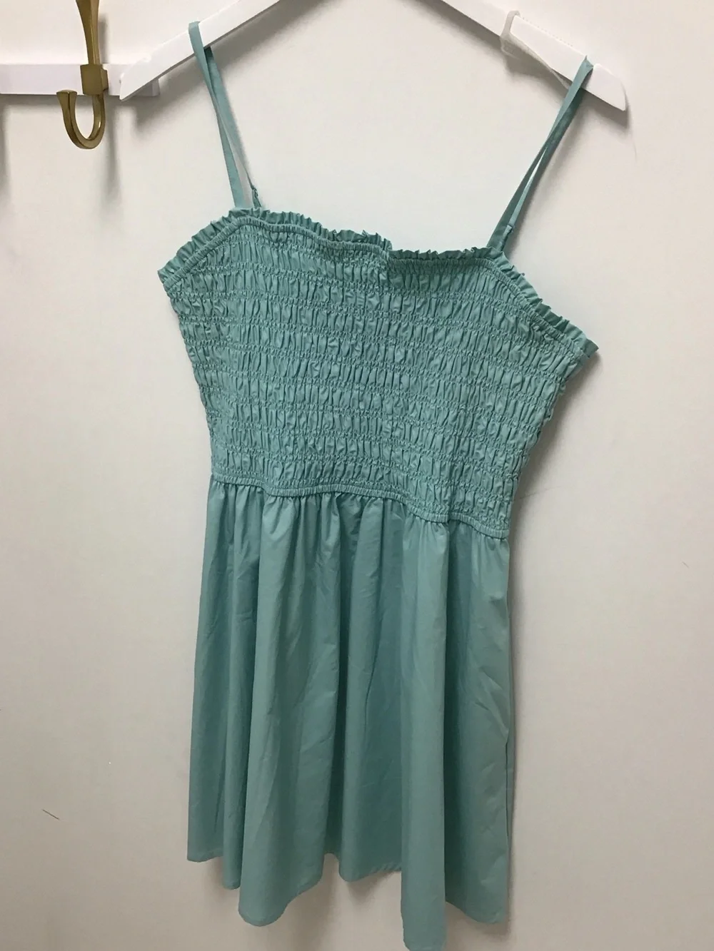 Steve Madden potty Smocked Strappy Mini Dress in Seafoam - Picture 1 of 2